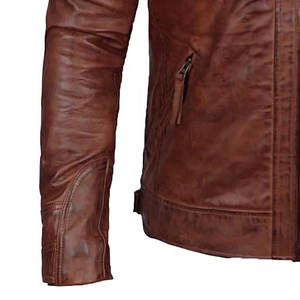 Chaquetas de cuero ajustadas para hombre Chaqueta marrón Chaqueta de cuero de vaca de moda de Pakistán de alta calidad para hombre - Product Image 4