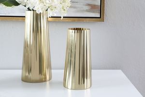 แจกันเหล็กสีทองคุณภาพสูงของตกแต่งเทศกาลสไตล์วินเทจทันสมัยไม่เหมือนใครใช้ตกแต่งบ้านทำจากอินเดีย - Product Image 3