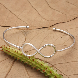 Wholesale Infinity Symbol 925 Sterling Silver Cuff <b>Bracelet</b> Adjustable Handmade Silver Bangle Gift for Women Fashion Jewelry - Product Image 4