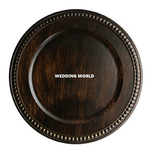 จานไม้สำหรับอาหารเย็นงานแฮนด์เมดจานไม้ดีไซน์แฟนซีทรงกลมเครื่องใช้บนโต๊ะ - Product Image 2