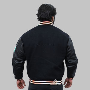 Veste universitaire de baseball à manches en cuir de laine pour hommes personnalisée avec broderie - Product Image 5