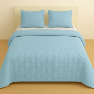 Sinada Home Modern Double Waffle Square Patterned Juego de piqué azul con sangría Diseño sólido para uso en hoteles y viajes - Product Image 1