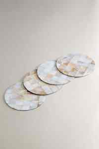 แผ่นรองแก้วมุกแท้แบบคลาสสิก ขายส่ง เป็นมิตรกับสิ่งแวดล้อม ของตกแต่งโต๊ะอาหาร ของขวัญวันอีดมูบาร็อค แผ่นรองแก้วหินคูเวต - Product Image 3