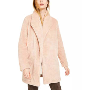 Giacca in pile rosa Calvin Klein da donna, taglia grande, imbottita in fibra di poliestere, cappotto lungo stampato per autunno inverno primavera - Product Image 1