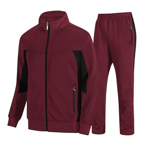 Survêtement athlétique décontracté 2 pièces pour hommes, ensemble de survêtements d'échauffement d'hiver avec motif solide et écologique - Product Image 1