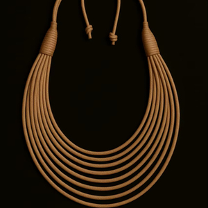 Collier en fil de coton brun épais, collier en cordon ciré, meilleur cadeau pour les fêtes, collier de créateur, broderie, bijoux de fête pour femmes - Product Image 1