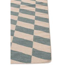 Tapis rectangulaires géométriques faits à la main en laine et viscose tissée plate couleur ivoire pour la maison, le couloir et le salon - Modèle - Product Image 4