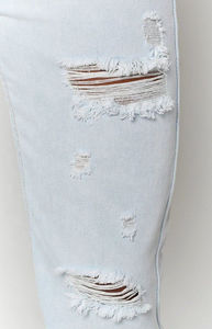 Nuevos pantalones vaqueros de mezclilla para mujer, talla grande, estilo casual, OEM, personalizados, transpirables, holgados, con estampado, botones, lavado efecto desgastado, pierna ancha, elásticos - Product Image 5