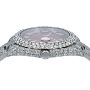 Montre de luxe en moissanite glacée à cadran rouge pour hommes montre classique en acier inoxydable à chiffres romains Hip Hop avec diamant complet - Product Image 6