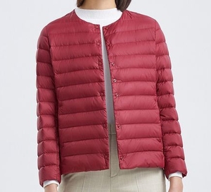 Veste polaire en toile imperméable ultra-légère pour femmes manteau d'hiver avec col montant avant Logo chaud matelassé court doudoune - Product Image 1