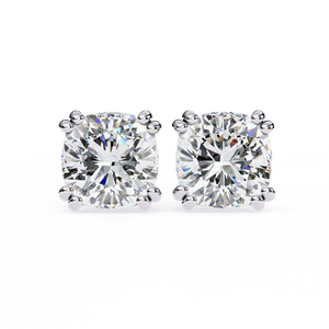 Boucles d'oreilles clous de luxe en pierre naturelle taille brillant, or jaune 14K, or rose, or blanc, sertissage panier classique à 4 griffes sécurisé - Product Image 1