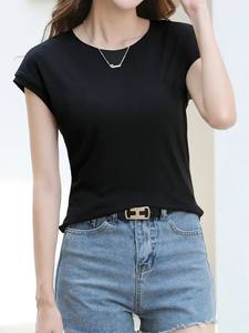 Camiseta Lisa de Algodón 100% para Mujer, Personalizable, Cómoda, Corte Regular, Ecológica, Antiarrugas, para Verano y Otoño, Gran Venta - Product Image 3