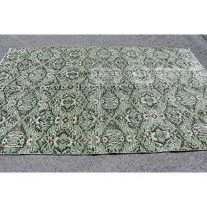 Alfombra de área grande turca Vintage clásica verde marrón 5,8x9,5 pies de látex de lana de retazos para adolescentes alfombra Rectangular para habitación de pasillo - Product Image 3