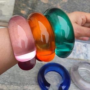 Pulsera de Cuentas de Resina para Mujer, Brazalete Elástico de Acrílico Geométrico, Joyería Bohemia Simple, Accesorio de Vacaciones, Brazaletes, Regalo - Product Image 2