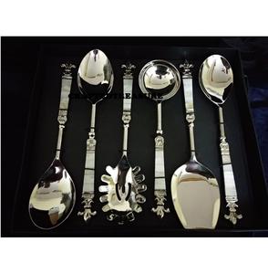 Juego de servidor de ensalada con cuchara de acero inoxidable y fregona, juego de 6 piezas, manualidades con mango de lujo personalizadas utilizadas para regalos al mejor precio - Product Image 1