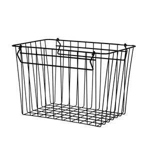Factory Direct Stackable Black Metal <b>Wire</b> <b>Storage</b> <b>Basket</b> With Handles Iron Rectangular Household Organizer Bin Affordable Price - Product Image 1