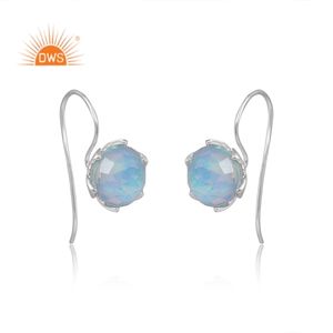 Latest 925 Sterling Silver Aurora <b>Opal</b> Sky <b>Blue</b> Doublet Gemstone Dangle <b>Earrings</b> for Women - Product Image 1