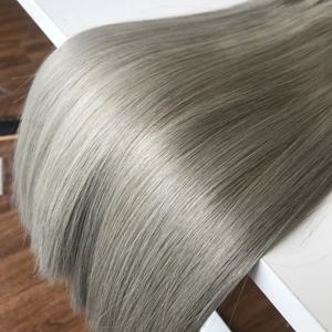 Ombre # 1b/gris couleur os droit brut vietnamien cheveux vierges faisceaux de cheveux humains non traités génie trame avec fermeture à lacet - Product Image 3