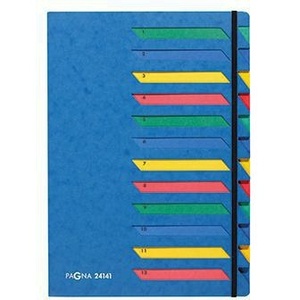 PAGNA Classic DIN <b>A4</b> Deskorganizer Blue Pressboard File <b>Folder</b> with Multicolored 12 Compartment Block - Product Image 1