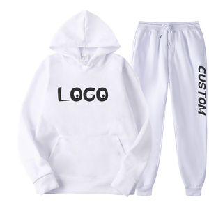 Ensemble sweat-shirt et pantalon de survêtement unisexe en molleton 100% coton, logo imprimé surdimensionné, 2 pièces, vêtements décontractés pour la salle de sport - Product Image 1