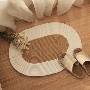 Grand tapis de jute tissé à la main décor de jacinthe d'eau pour des salons confortables et des cuisines élégantes durables et naturelles pour n'importe quel espace - Product Image 2