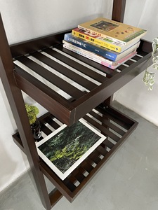 Estantería de madera de 3 niveles, organizador de muebles de sala de estar, estante de almacenamiento, estantes apoyados en la pared, uso de muebles para el hogar - Product Image 4