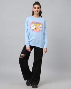 เสื้อสเวตเตอร์ผู้หญิงทรงหลวมพิมพ์ลายกราฟิกผ้าฝ้ายอินเดียผ้าถักโลโก้ด้านหลังจากผู้ผลิตแฟชั่นจำนวนมาก - Product Image 4