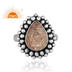 Último diseño de plata de ley oxidada, doblete Natural, piedra solar, cristal, piedras preciosas, anillo apilable, fabricante de joyas - Product Image 2