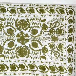 Venta al por mayor 100% algodón Suzani sábana de lujo bordado decorativo para bodas tamaños Queen King Twin uso en el hogar - Product Image 1