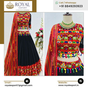 Venta al por mayor de calidad superior Navratri especial puro algodón Gamthi trabajo Lehenga Choli con espejo trabajo a bajo precio - Product Image 5