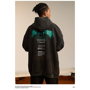 Trendy 2025 Hip Hop streetwear front back large printed Hoodie <b>for</b> MEN Oversized acid washed faded Hoodie <b>for</b> MEN - Product Image 4