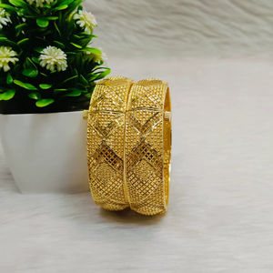 24K <b>Gold</b> <b>Plated</b> Copper & Brass <b>Bangle</b> Pair for Women-Trendy Wedding & Anniversary Gift - Product Image 2