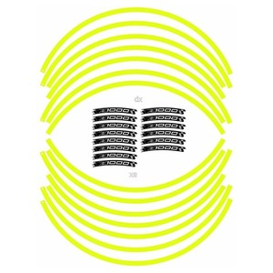 Adesivi Premium Compatibili da 17 Pollici con Strisce Gialle Fluorescenti per Cerchioni Moto Kawasaki Z1000 - Product Image 3
