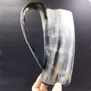 Taza de cuerno de vino vikingo de alta calidad, vino, cerveza, Búfalo con aspecto brillante y Asa tallada, taza de cuerno para beber para ocasión navideña - Product Image 4