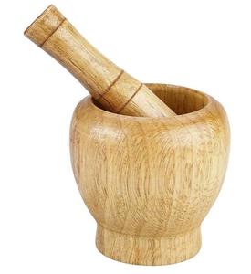 Unique Design 100% Mortar and Pestle Set Wholesale Supplier Home Kitchen Salt Spice Wood Mortar and Pestle Set Top Quality - Product Image 5