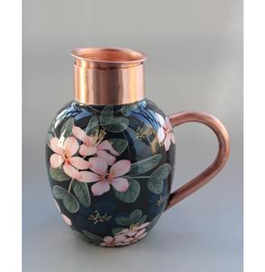Juego de Jarra y Botella de Cobre con Estampado Floral Azul de Lujo con Diseño Artístico Elegante para el Hogar y para Regalos - Product Image 4