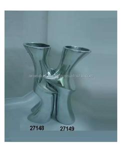 Florero decorativo de aluminio plateado con diseño grabado para el hogar, mesa de comedor, sala de estar y dormitorio - Product Image 1