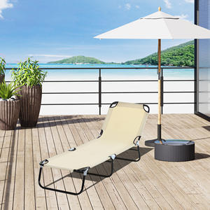 Outsunny Chaise longue de jardin avec dossier réglable à 5 positions, acier et tissu Oxford, 188x56x28 cm, beige - Product Image 2