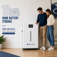 Batterie domestique BEES TECH LiFePO4 18 kWh 360 Ah avec bande lumineuse LED pour système solaire hors réseau, également disponible en 15-17 kWh, stock UE