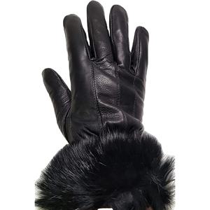 Gants en cuir tricotés avec fourrure de lapin véritable pour femmes, vente en gros, gants thermiques d'hiver pour le cyclisme, les activités de plein air et le quotidien - Product Image 3