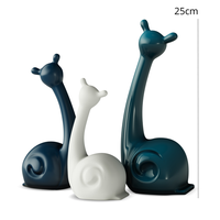 Escargots décoratifs contemporains en céramique de 25 cm, verts, bleus et blancs, faits à la main, multi-pièces, pour le salon, cadeau