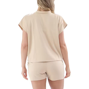 Concevez vos propres ensembles de survêtements pour femmes 100% ensembles de t-shirts et de shorts à manches courtes en coton avec marques privées ensemble 2 pièces pour femmes - Product Image 4