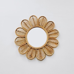 Miroirs muraux encadrés en rotin tissé créatif Design bohème rond pour salon chambre salle de bain ou entrée - Product Image 1