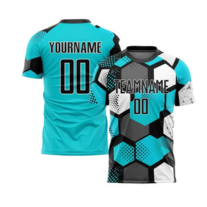ชุดเสื้อฟุตบอลแขนสั้นแบบซับลิเมชั่นเนื้อผ้าแข็งแรง ทนทาน ระบายอากาศได้ดี แห้งเร็ว พร้อมสกรีนโลโก้ตามสั่ง เหมาะสำหรับฝึกซ้อม - Product Image 3