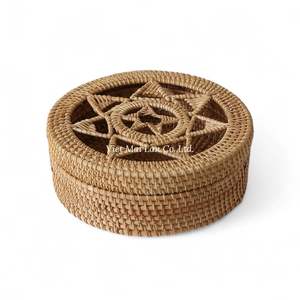 <b>Decorative</b> Handmade Rattan <b>Box</b> With Natural Texture For Bedroom Living Room And Home <b>Storage</b> - Product Image 2