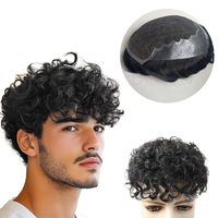 Prothèse capillaire Q6 pour hommes, en cheveux naturels, avec base en dentelle et système de remplacement en PU ultra-fin sur les côtés et au dos, 100 % cheveux humains pour usage quotidien