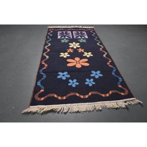 Alfombra Turca Pequeña de 2.6x5 pies (80x152 cm), Alfombra de Lana Vintage con Puntos Negros - Product Image 2