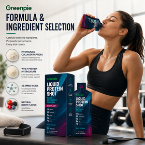 Greenpie OEM Shot de protéines liquides saveur baies, sans sucre, sans glucides, sans graisse, pour la récupération musculaire, supplément protéiné liquide aux acides aminés - Product Image 3