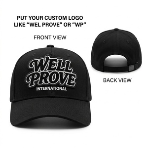 Gorra Trucker Casual Premium de Lona de 280 GSM, con Logotipo Bordado en Chenilla Personalizado, 5 Paneles, Negra, Unisex - Product Image 1