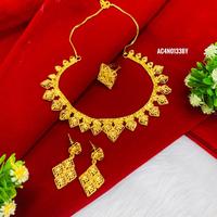 Set Kalung Pengantin Klasik Menawan Rantai Kotak Desain Bunga Lapis Emas Kuningan Wanita Satu Gram Micro Insert Baru